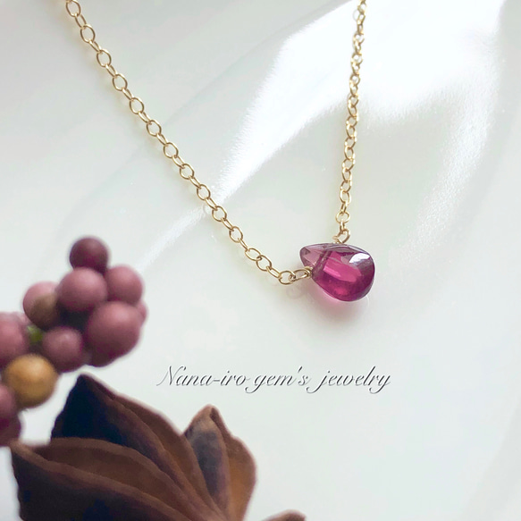 ＊1点もの＊14kgf Rhodorite garnet necklace 3枚目の画像