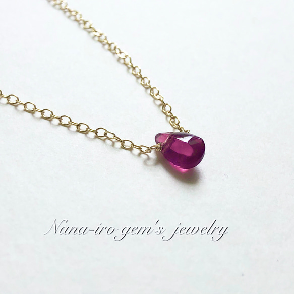 ＊1点もの＊14kgf Rhodorite garnet necklace 4枚目の画像