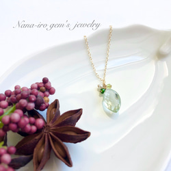 ＊1点もの＊14kgf Green amethyst ×pearl necklace 4枚目の画像