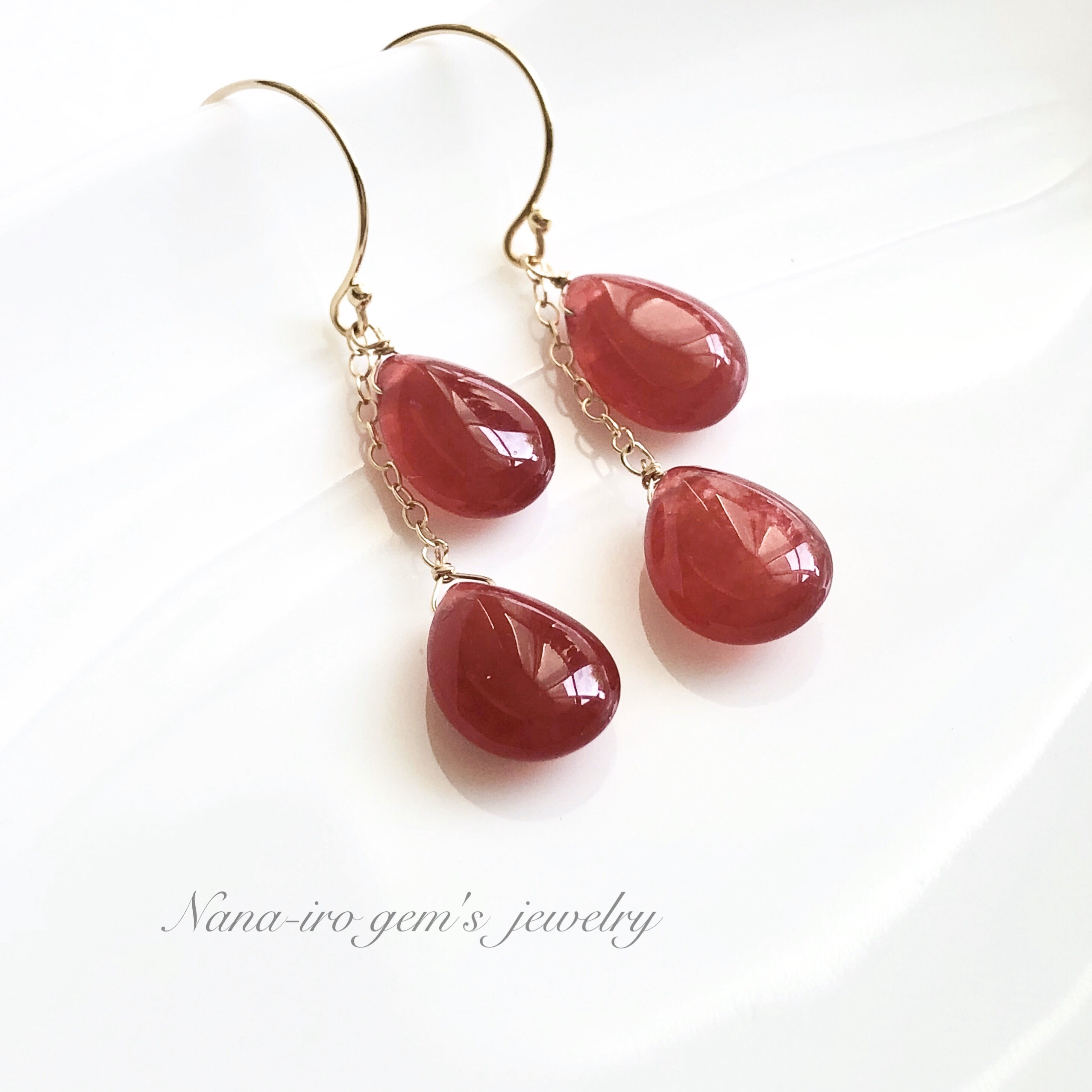 14kgf redJade pierce ピアス（フック・チェーン） Nana-iro gem 通販