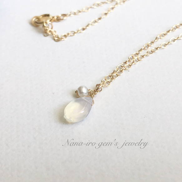 14kgf opal × pearl necklace 3枚目の画像