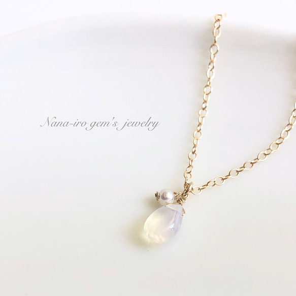 14kgf opal × pearl necklace 4枚目の画像