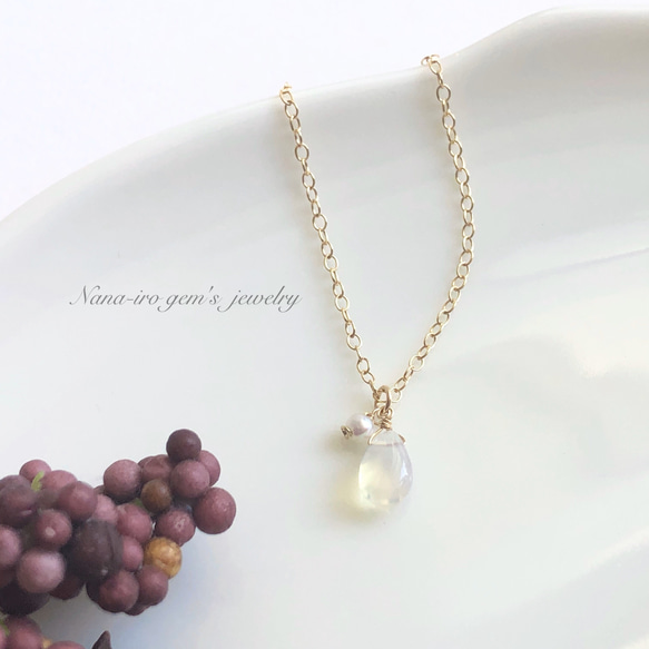 14kgf opal × pearl necklace 5枚目の画像