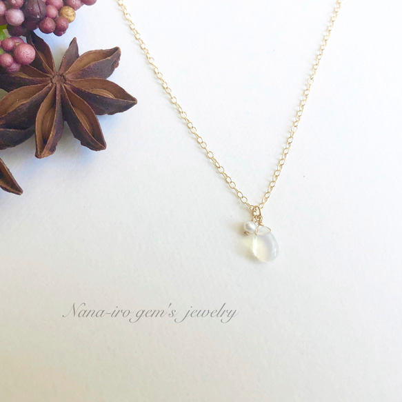 14kgf opal × pearl necklace 6枚目の画像