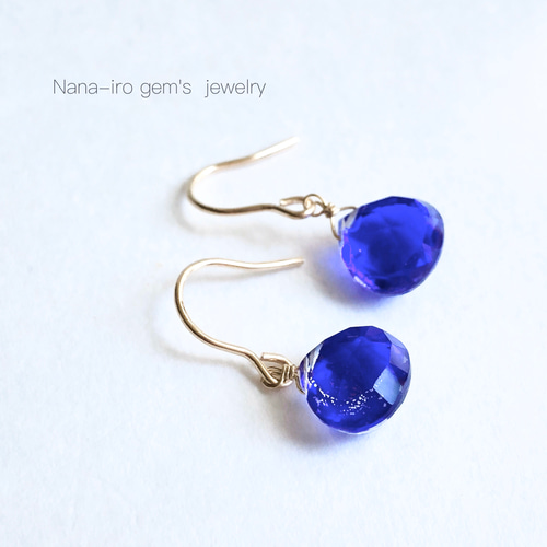 14kgf blue tripletcrystal pierce ピアス（フック・チェーン） Nana