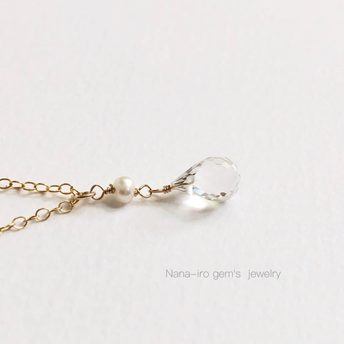 14kgf crystal × pearl necklace ネックレス・ペンダント Nana-iro gem