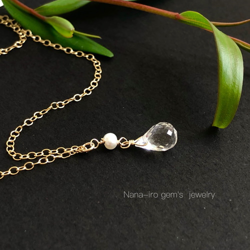 14kgf crystal × pearl necklace ネックレス・ペンダント Nana-iro gem