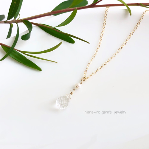 14kgf crystal × pearl necklace ネックレス・ペンダント Nana-iro gem