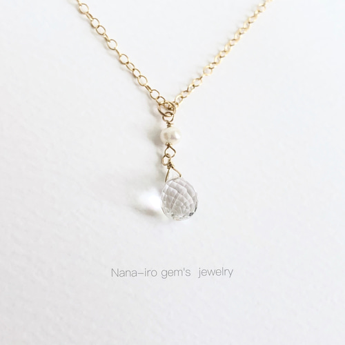 14kgf crystal × pearl necklace ネックレス・ペンダント Nana-iro gem