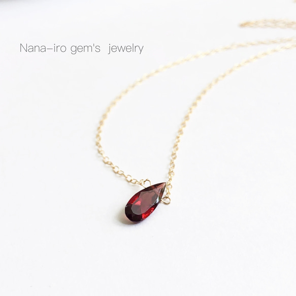 ＊訳あり＊14kgf garnet necklace 4枚目の画像