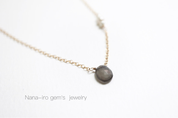 14kgf gray moonstone × pearl necklace 5枚目の画像