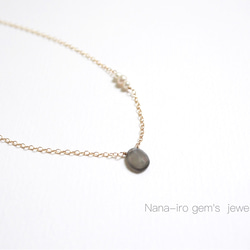 14kgf gray moonstone × pearl necklace 6枚目の画像