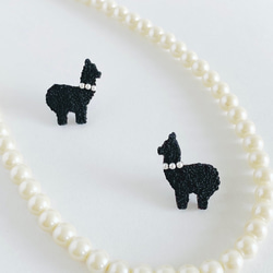Mokomoko 羊駝毛刺繡別針胸針黑色（側身/右） 第6張的照片