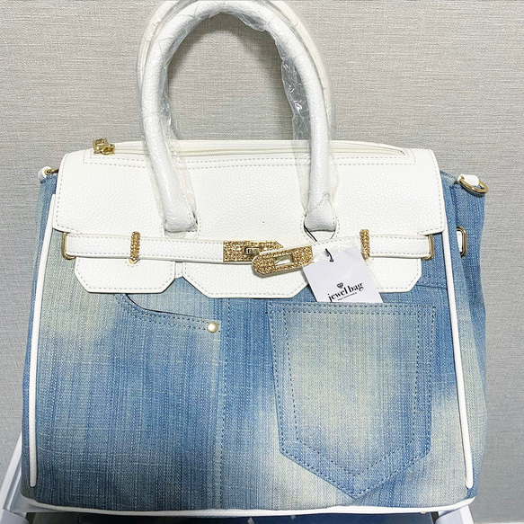 Jewel bag スワロフスキー装飾 デニムbag 1枚目の画像