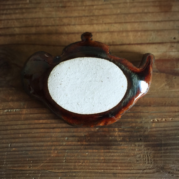 ティーポットミニ豆皿 アメ釉 3枚目の画像