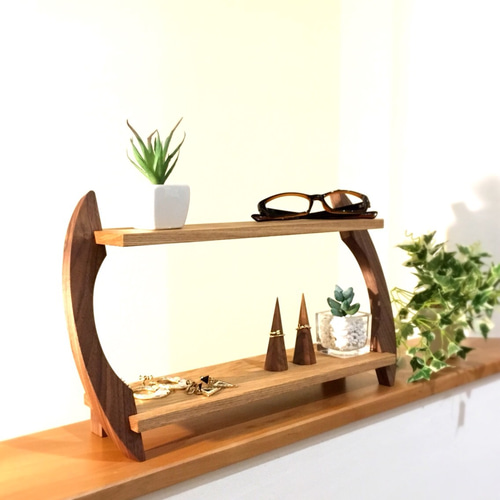 飾り棚☆ディスプレイラック【2段ラック】木製インテリア 棚・シェルフ