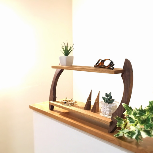 飾り棚☆ディスプレイラック【2段ラック】木製インテリア 棚・シェルフ