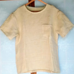 メンズ　オーガニックヘンプHemp100%ダブルガーゼTシャツ　胸ポケット付き 4枚目の画像