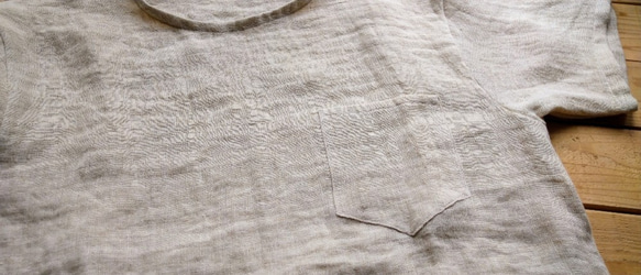 メンズ　オーガニックヘンプHemp100%ダブルガーゼTシャツ　胸ポケット付き 7枚目の画像