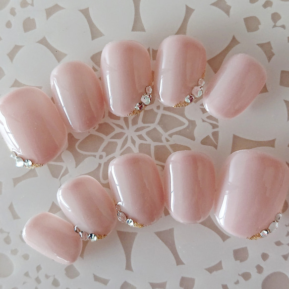 ナチュラルピンク/大人可愛い/シンプルネイル/普段使い/簡単つけ爪