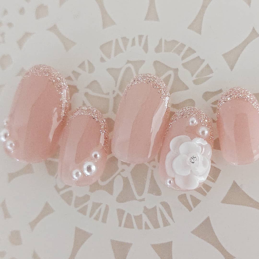 【ダイヤモンドが選べる】【サイズ/カラー選べる】花嫁ネイル/ブライダルネイル/ネイルチップ/ウェディングフォト/D1