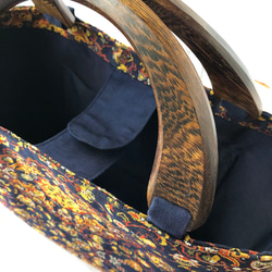 【送料無料】木製持ち手のトートバッグ☆博多織帯 4枚目の画像