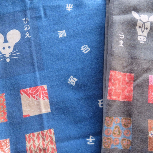 2025Happy New Year ｢干支 パネル布」更紗 正月 コットン100％ 日本製