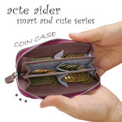 ＊仕分ける 6ポケット小銭入れ＊　本革 紫 レディース 財布 コインケース（AAL01.04） 1枚目の画像