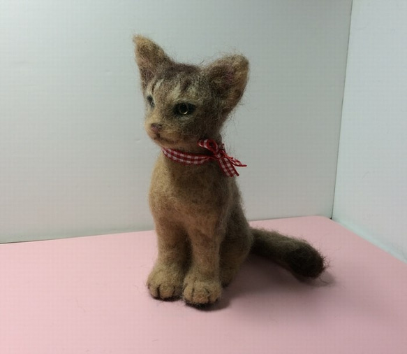 羊毛フェルト　猫　おっとりだけど遊び心満点のアビシニアンの子猫ちゃん 羊毛フェルト 猫 おっとりだけど遊び心満点のアビシニアンの子猫