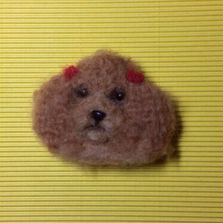 羊毛フェルトの犬ブローチ（トイ・プードル） 1枚目の画像
