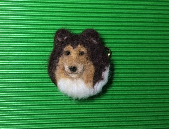 羊毛フェルトの犬ブローチ（ラフコリー：セーブル） 1枚目の画像
