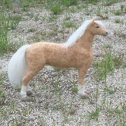 羊毛フェルト人形32cm：馬：パロミノＰＡＬＯＭＩＮＯ 1枚目の画像