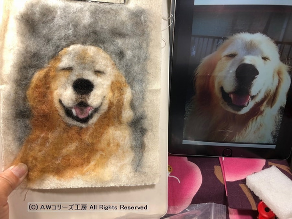 犬や猫の羊毛フェルト絵２Ｌ版：オーダーメイド 7枚目の画像