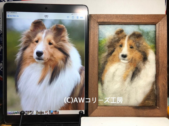 犬や猫の羊毛フェルト絵２Ｌ版：オーダーメイド 8枚目の画像