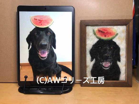 犬や猫の羊毛フェルト絵２Ｌ版：オーダーメイド 9枚目の画像