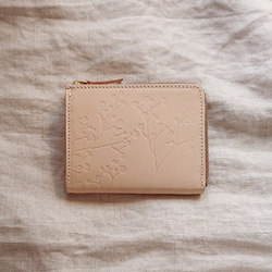 かすみ草柄のL字財布（ハーフ）♪ミニ＆スリムな本ヌメ革財布　ｓｓａ０７ 2枚目の画像