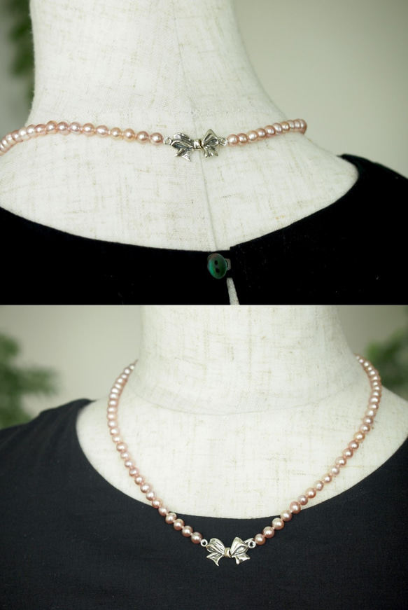 クラシックピンク淡水真珠ネックレス 5枚目の画像