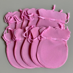 ベロア調アクセサリー巾着　ピンク10枚セット 1枚目の画像