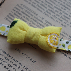 爽やかレモン刺繍の首輪　猫さん犬さん 2枚目の画像