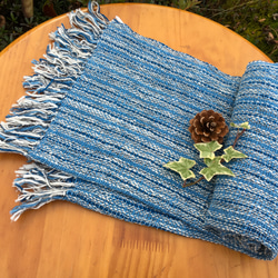 【畑からの優しい贈り物】手紡ぎオーガニック和綿100%藍染 5枚目の画像