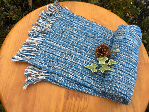 【畑からの優しい贈り物】手紡ぎオーガニック和綿100%藍染 5枚目の画像