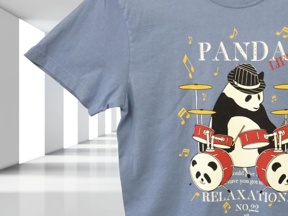 1,000円OFF XSサイズ 【PANDA LIFE Drummer】カラー：セージブルー 1枚目の画像