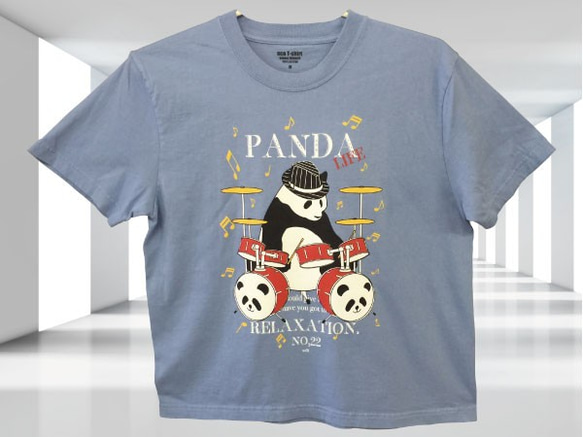 1,000円OFF XSサイズ 【PANDA LIFE Drummer】カラー：セージブルー 2枚目の画像