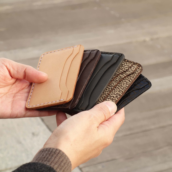 【20%OFF!!】Card Case DARK-BROWN / 牛革パスケース 5枚目の画像