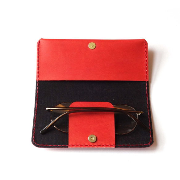 薄款眼鏡盒RED /牛皮眼鏡盒/牛皮太陽鏡盒 第1張的照片