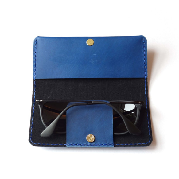 薄款眼鏡盒BLUE /牛皮眼鏡盒/牛皮太陽鏡盒 第1張的照片
