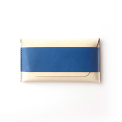 LONG WALLET NATURAL-BLUE / バイカラー / 牛革ロングウォレット 3枚目の画像