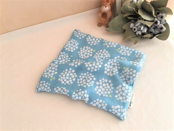 再販*８重ガーゼ大判ハンカチ*ターコイズ紫陽花*turquoise*アジサイ*あじさい*和柄 2枚目の画像