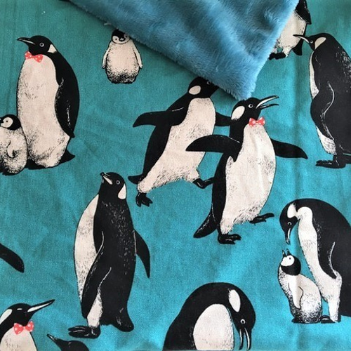 専用ページブルマリン　ジャケット美品 ふんわりあったかマイクロボアブランケット*ペンギン*ターコイズ