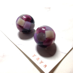 モザイク風のシンプルな球体ピアス／イヤリング(中)＊紫Mix＊ 5枚目の画像